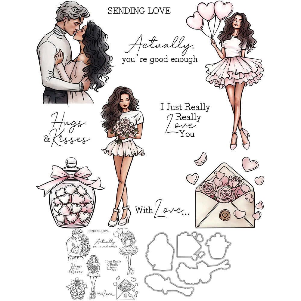 Valentine's Day Theme Dies & Stamps Set