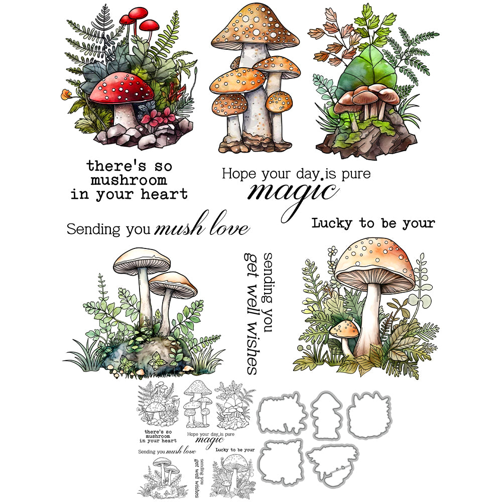 Autumn Mushroom Dies & Stamps Set