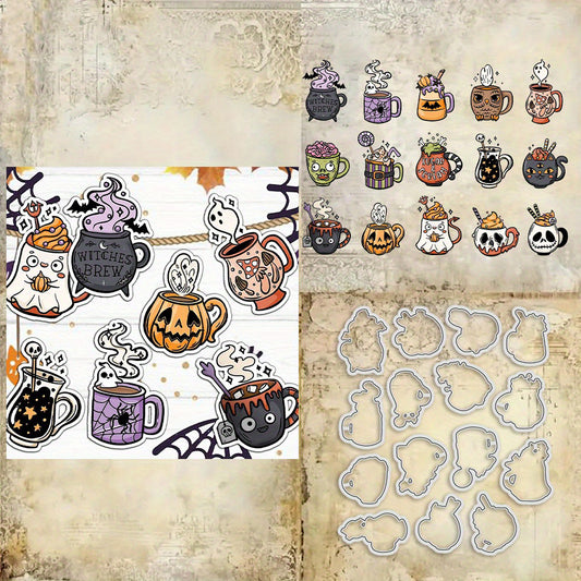 Halloween Funny Skull Cup Dies & Stamps Set