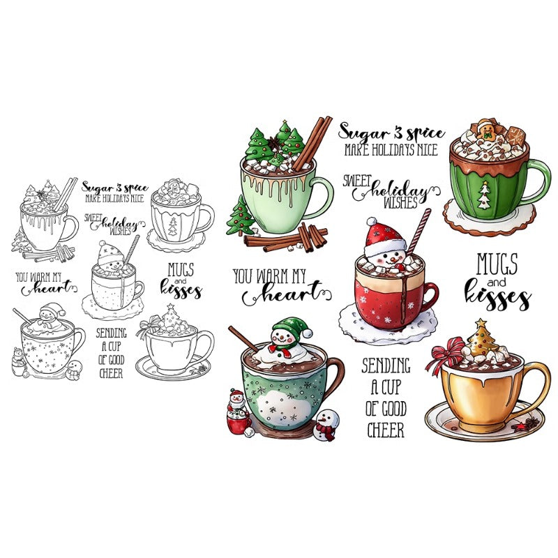 Christmas Snowman Coffee Cup Dies & Stamps Set