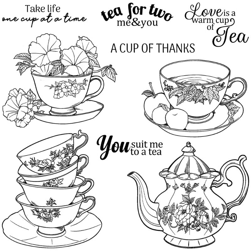 Vintage Tea Set Clear Stamps