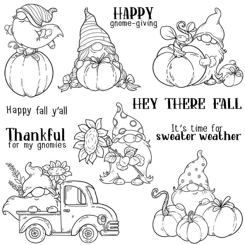 Thanksgiving Gnome Pumpkins Dies & Stamps Set