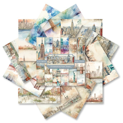 24PCS 6" Skyline Scrapbook Paper & Cardstock
