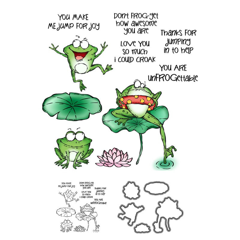 Cartoon Frog Dies & Stamps Set