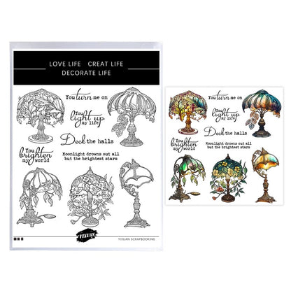 Retro Ornate Table Lamps Dies & Stamps Set