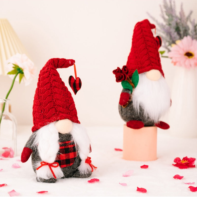 Valentine's Day Red Knit Cap Gnome Doll Ornaments