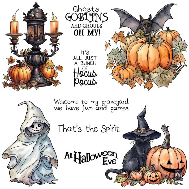 Halloween Pumpkin Ghost Bat Dies & Stamps Set