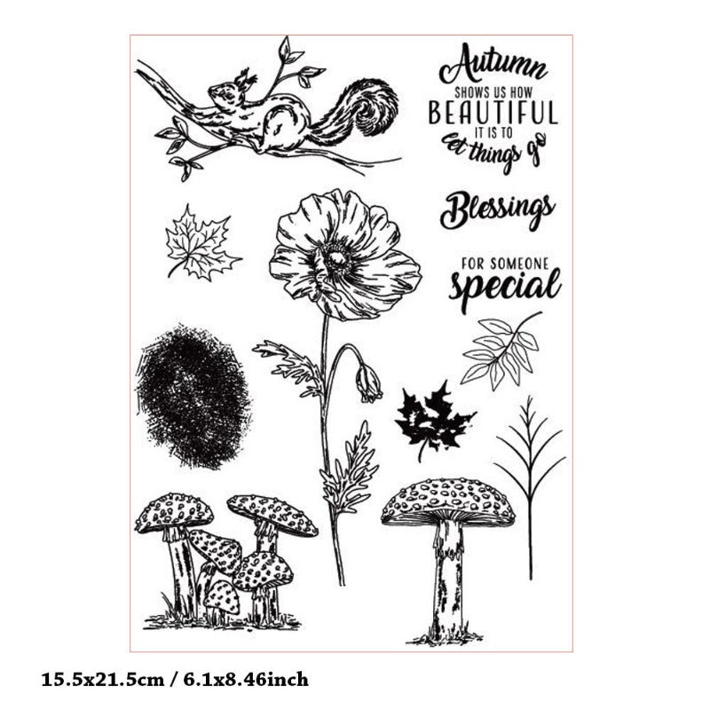 Mushroom Squirrel Flower Clear Stamps