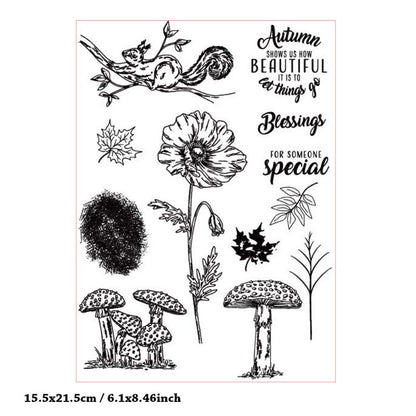 Mushroom Squirrel Flower Clear Stamps