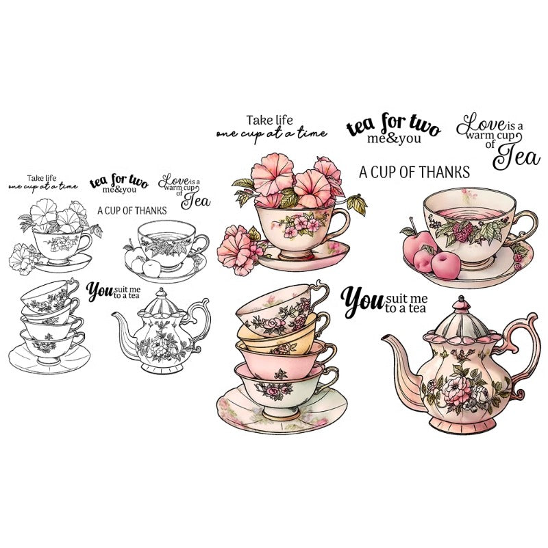 Vintage Tea Set Clear Stamps