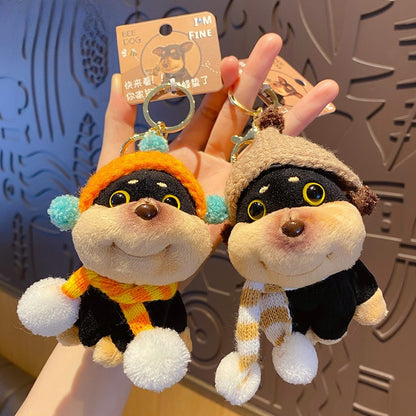 Funny Plush Bee Dog Keychain