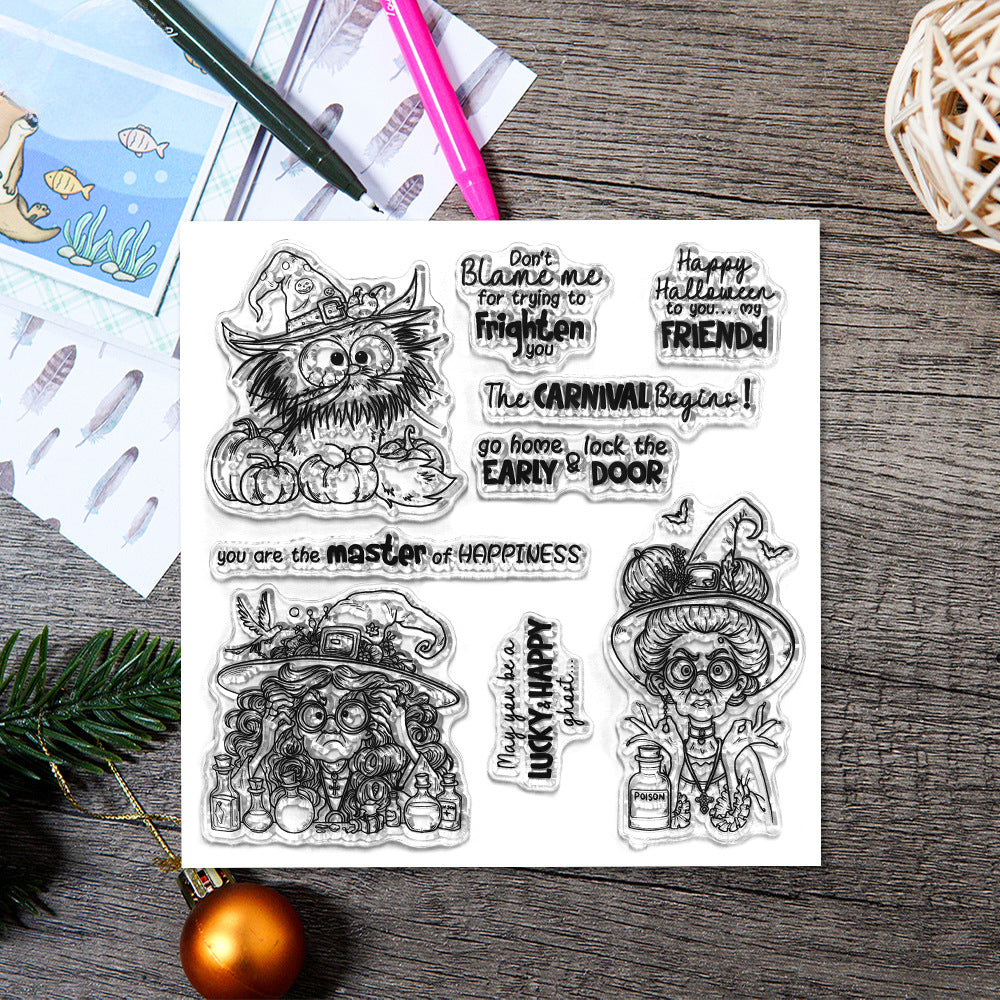 Halloween Witch Kitten Dies & Stamps Set