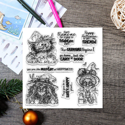 Halloween Witch Kitten Dies & Stamps Set