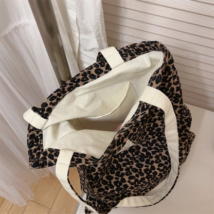 Leopard Print Canvas Shoulder Bag