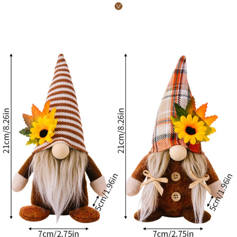 Thanksgiving Plush Doll Decorations with Sunflower Maple Leaves