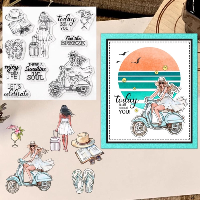 Women's Summer Vacation Clear Stamps