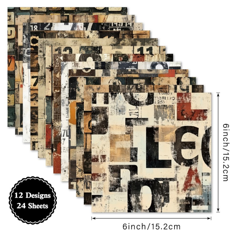 24PCS 6" Cipher Scrapbook Paper & Cardstock