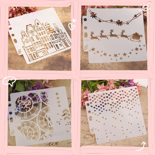 Memorycraftmall 4 Pcs Hollow Stencils Bundle