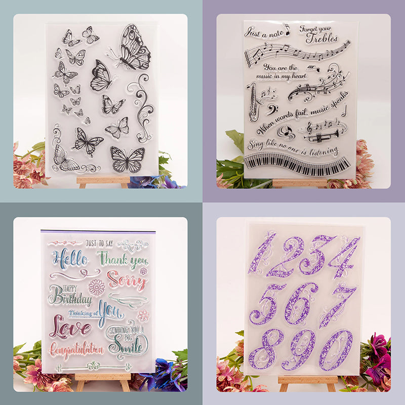 Memorycraftmall 4 Pcs Best Selling Clear Stamps Bundle