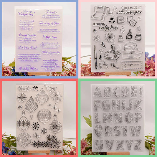 Memorycraftmall 4 Pcs Clear Stamps Bundle