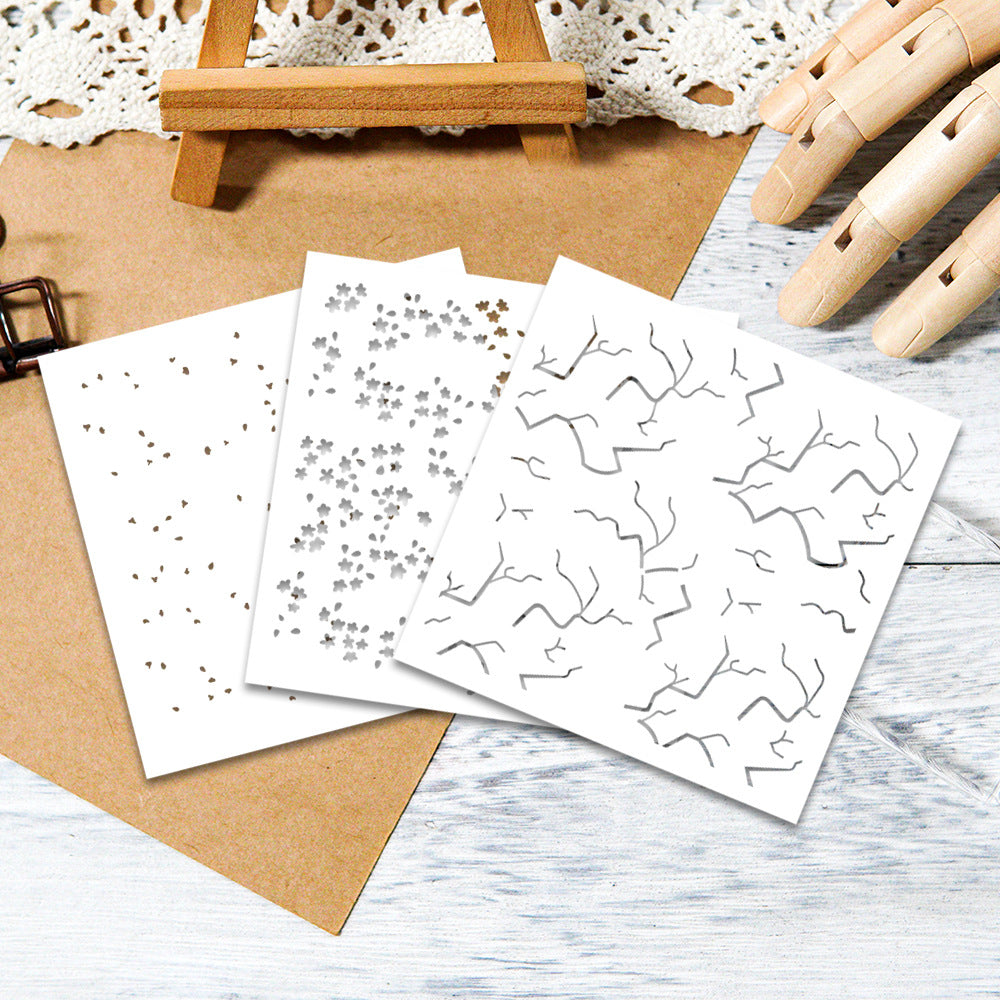 3 PCS Plum Bossom Pattern DIY Painting Hollow Stencil
