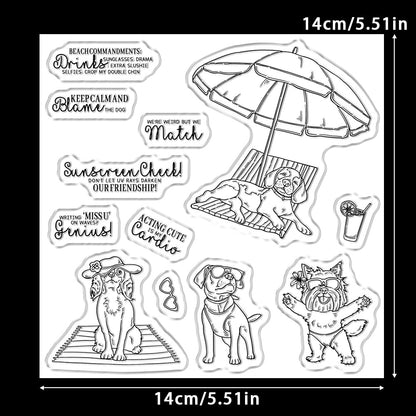 Puppy Beach Vacation Clear Stamps