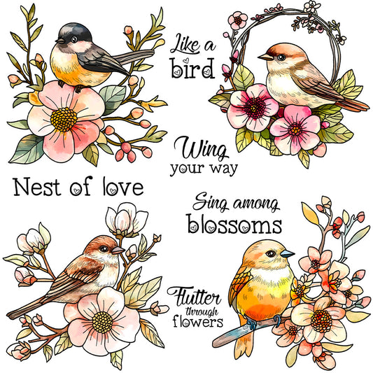 Flowers and Birds Clear Stamps