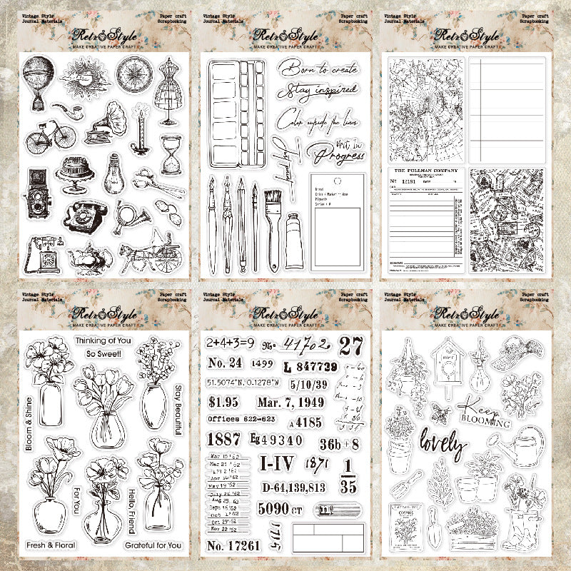 Retro DIY Decorative Journal Clear Stamps