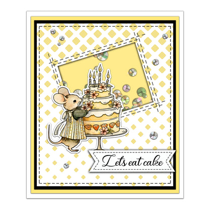Cute Mouse Birthday Cake Dies & Stamps Set