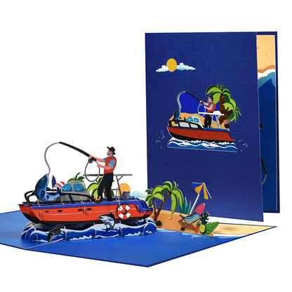 3D Creative Sea Fishing Pop-Up Greeting Card