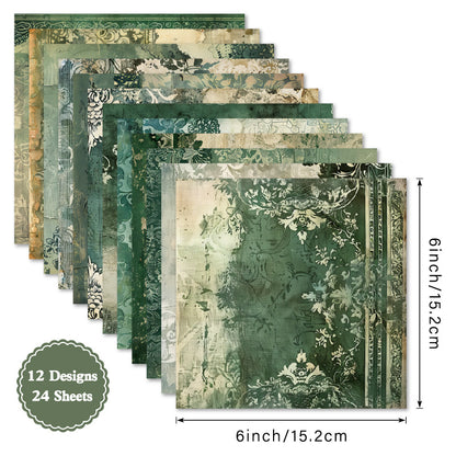 24PCS 6" Mossleaf Scrapbook Paper & Cardstock