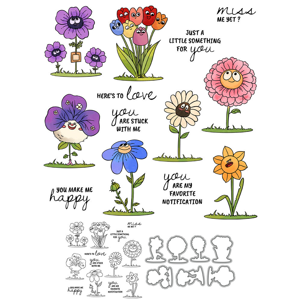 Quirky Flowers Dies & Stamps Set