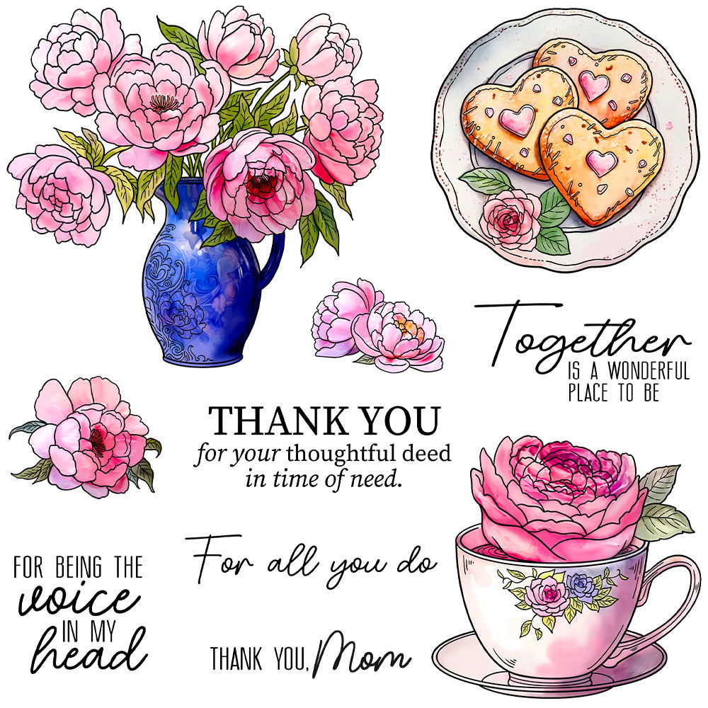 Beautiful Flowers and Cookies Clear Stamps