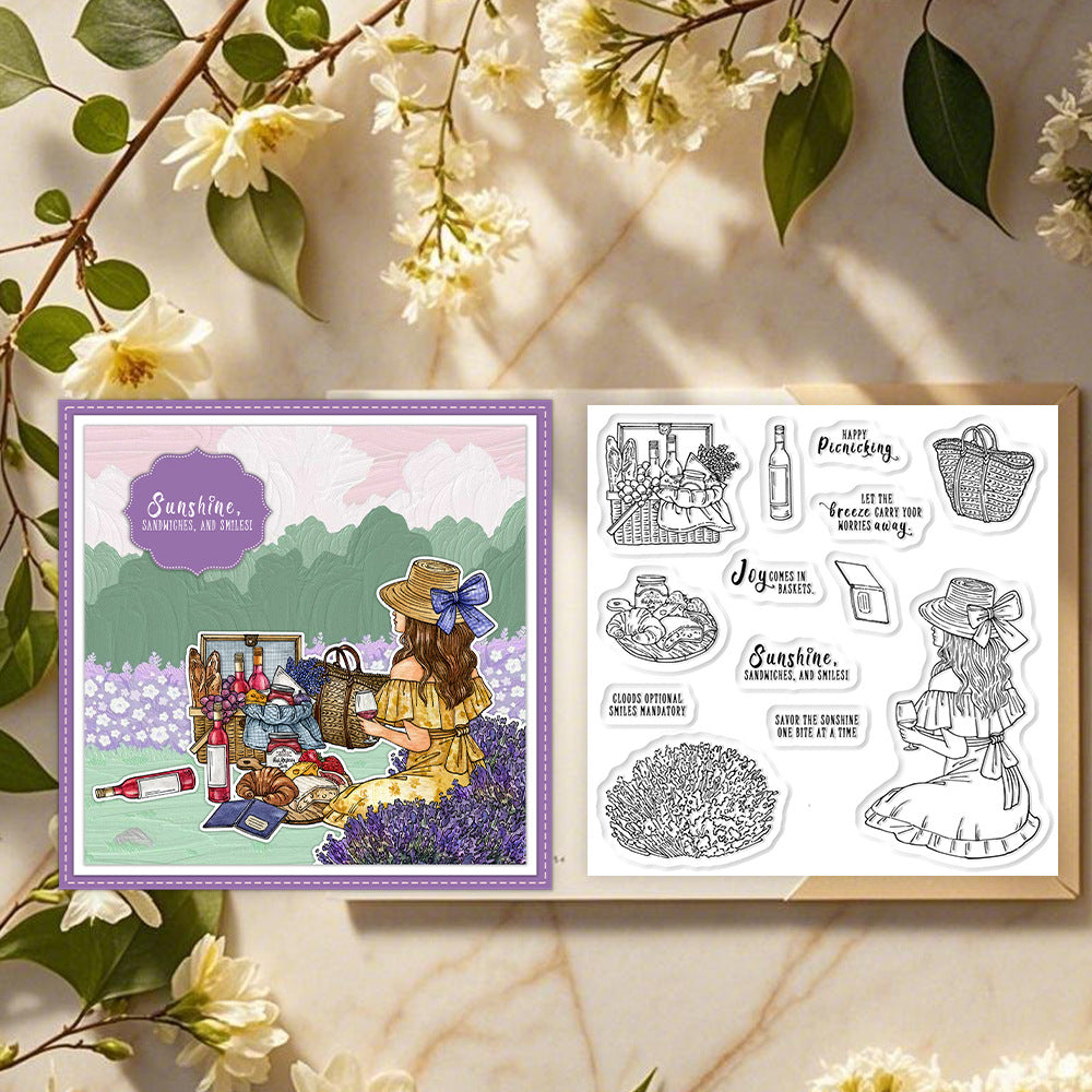 Beautiful Girl Holiday Picnic Clear Stamps