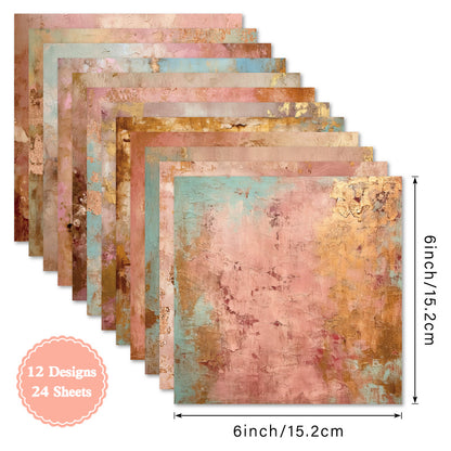 24PCS 6" Antique Gold Scrapbook Paper & Cardstock