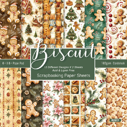 24PCS 6" Biscuit Scrapbook Paper & Cardstock