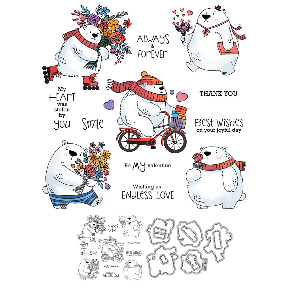 Valentine's Day Polar Bear Dies & Stamps Set