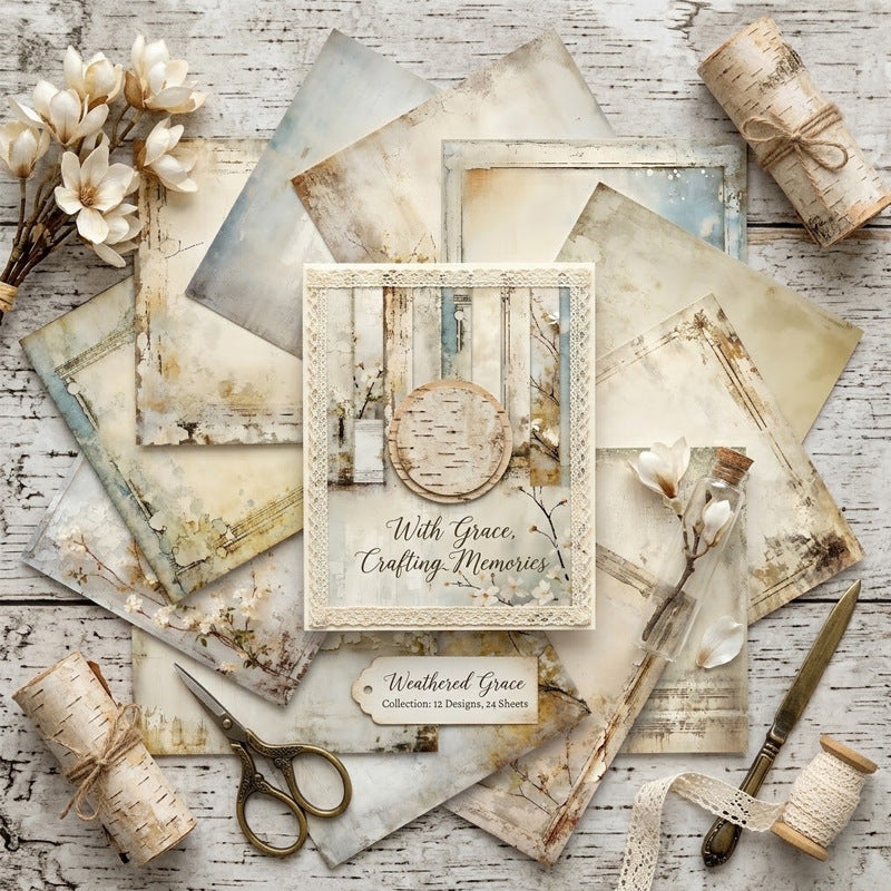 24PCS 6" Weathered Grace Scrapbook Paper & Cardstock