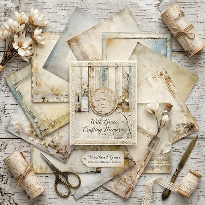 24PCS 6" Weathered Grace Scrapbook Paper & Cardstock