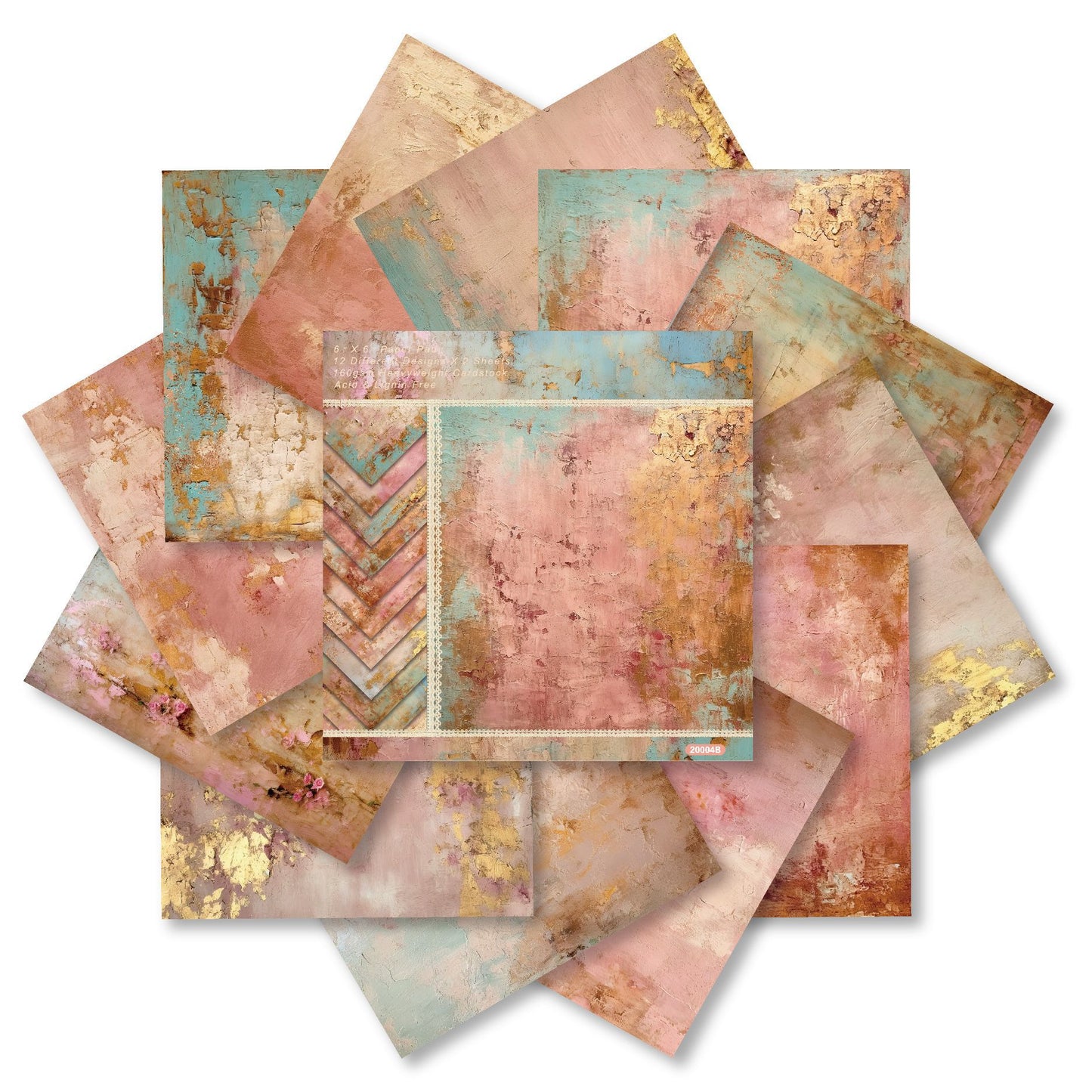 24PCS 6" Antique Gold Scrapbook Paper & Cardstock