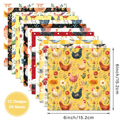 24PCS 6" Cluck Bloom Scrapbook Paper & Cardstock