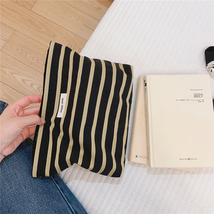 Striped Canvas Travel Toiletry Cosmetic Bag