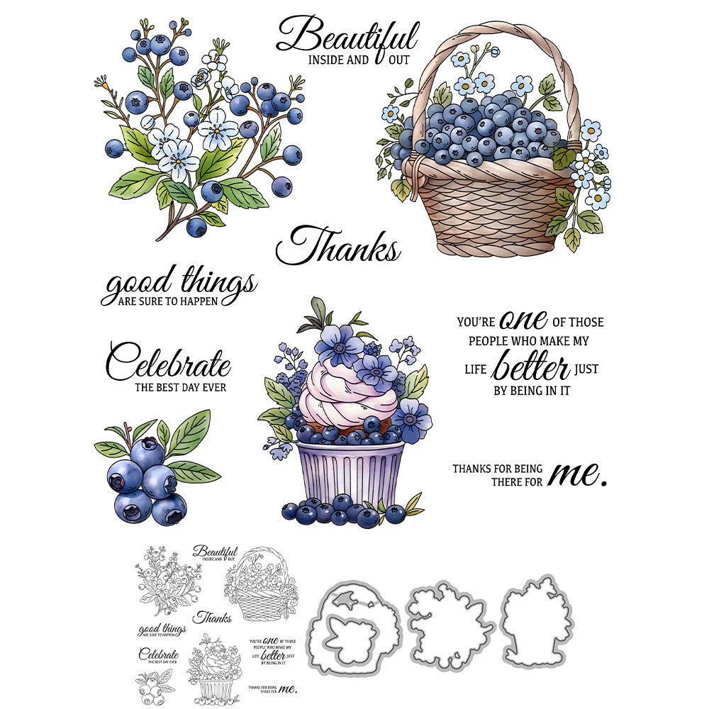 Fruit Blueberry Dies & Stamps Set
