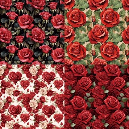 24PCS 6" Romantic Roses Scrapbook Paper & Cardstock