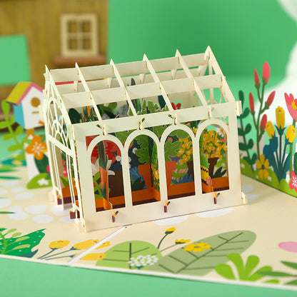 3D Flower House Pop-Up Greeting Card