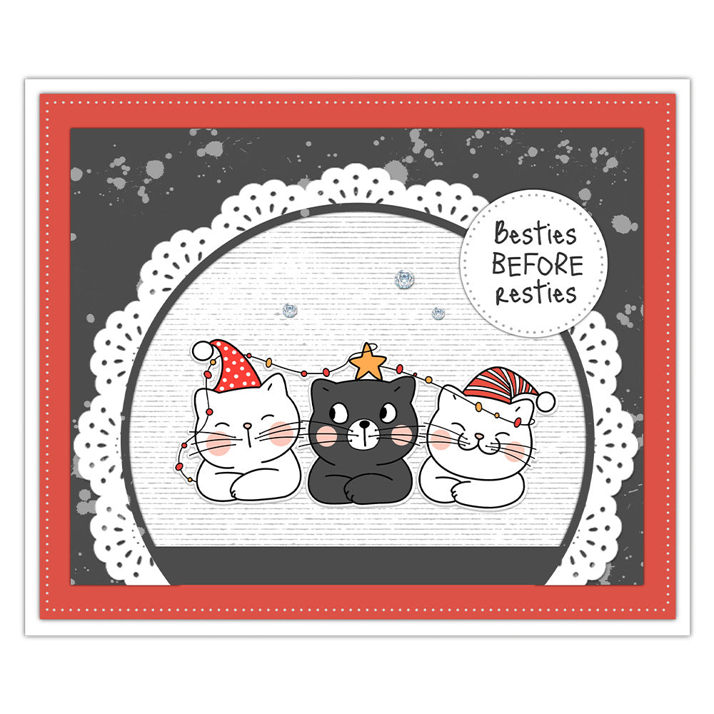 Cartoon Kittens Dies & Stamps Set