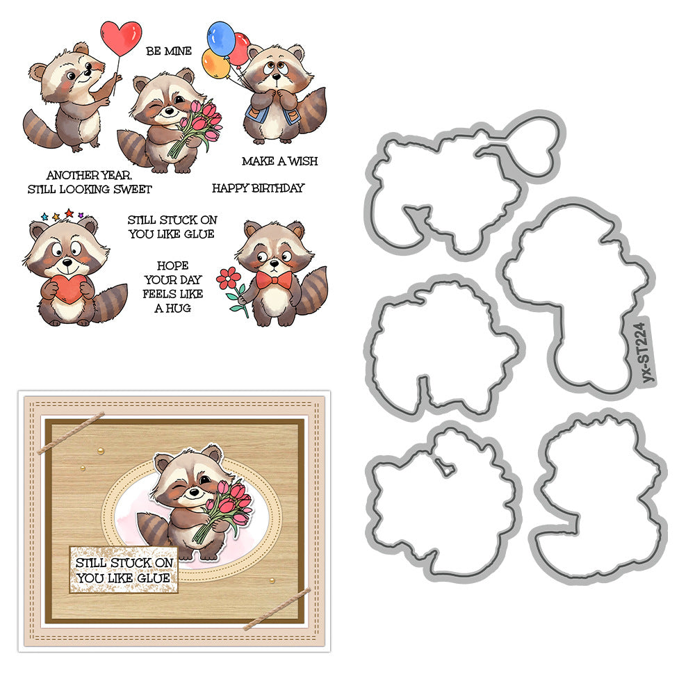 Valentine's Day Raccoon Dies & Stamps Set