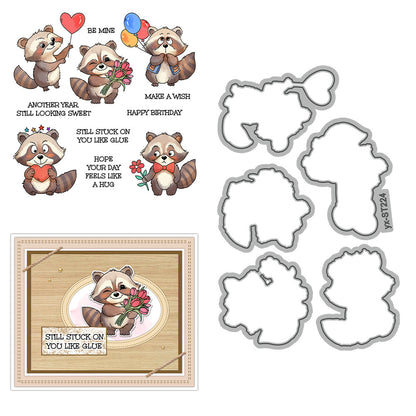 Valentine's Day Raccoon Dies & Stamps Set