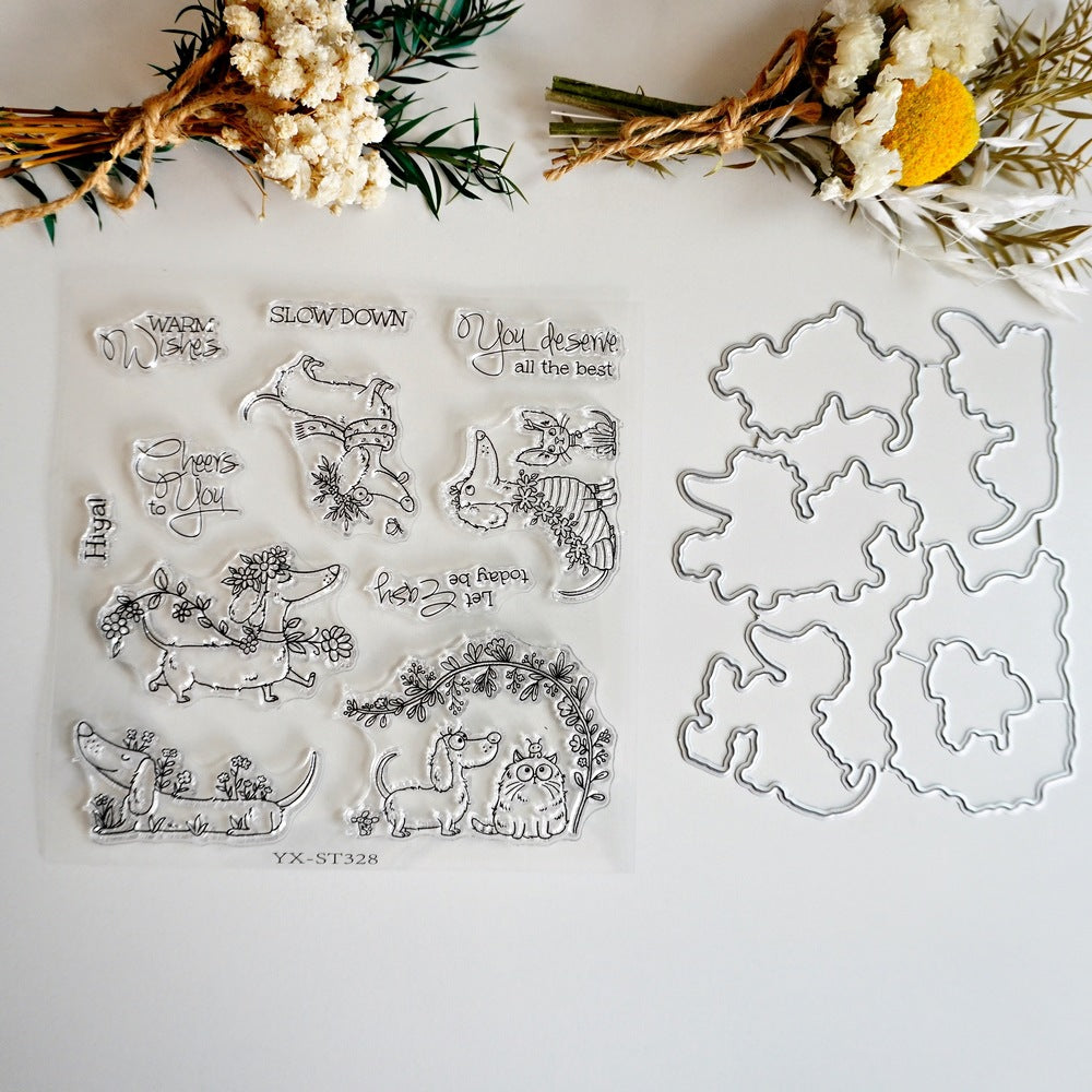 Cute Dachshund Dies & Stamps Set