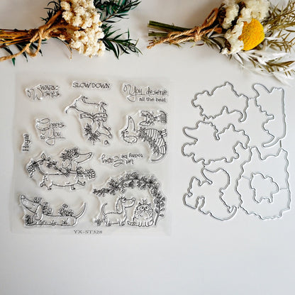 Cute Dachshund Dies & Stamps Set